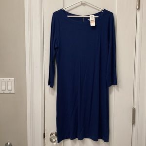 Tommy Bahama Drapey Ponte 3/4 sleeve dress in island navy
